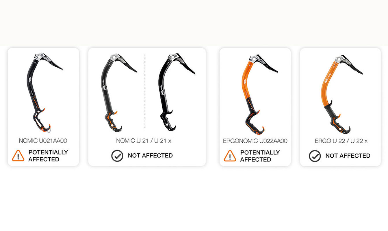Rappel des piolets NOMIC (U021AA00) et ERGONOMIC (U022AA00)