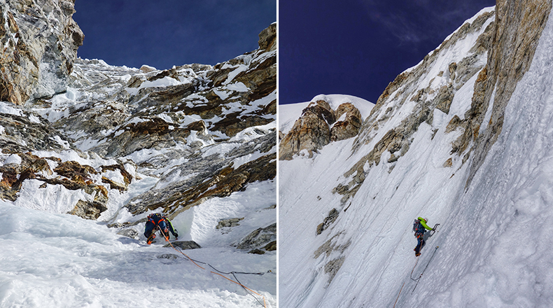 Ascending the couloir