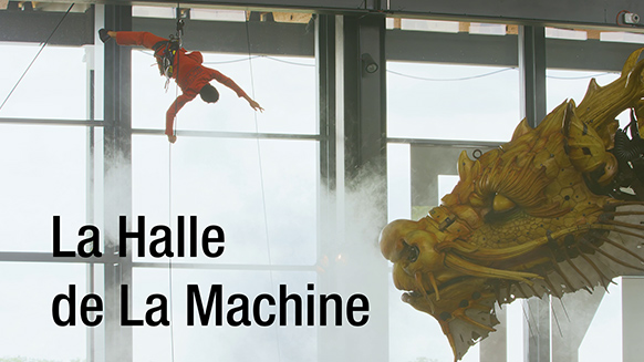 Screenshot vom VideoHalle de La Machine: eine Mischung aus mechanischer Zauber und Tanz in der Höhe