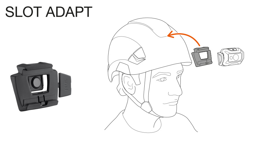 Lampes fontales PETZL, SLOT ADAPT.