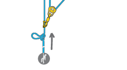 Caída en una grieta: polipasto con una cuerda con nudos