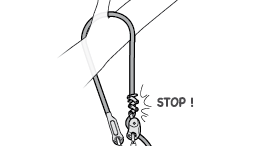 Attaching the free end of the ZILLON lanyard: danger