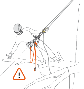  the arborist has no choice other than to install his lanyard at foot level on the branch he is working on