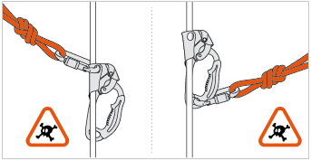 Attaching the ASCENSION and BASIC for self-belaying danger