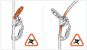 Attaching the ASCENSION and BASIC for self-belaying danger