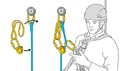 Upward evacuation with "Spanish balancier" technique