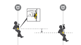 Short down-climb on ascenders