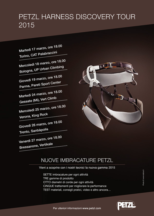locandina PETZL HARNESS DISCOVERY TOUR 2015
