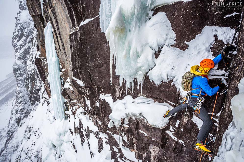 Mayo onsighting the crux M9 sixth pitch. Photo: © John Price