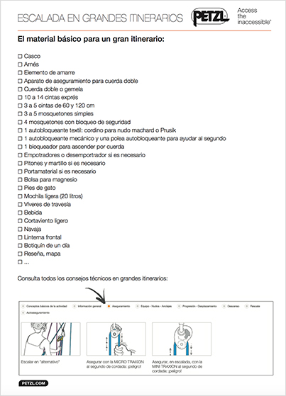 Petzl el material básico para un gran itinerario