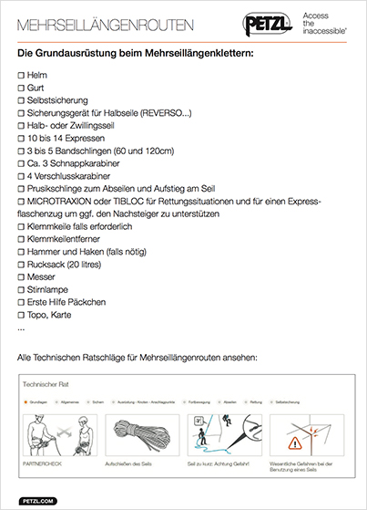 Petzl - Die Grundausrüstung beim Mehrseillängenklettern