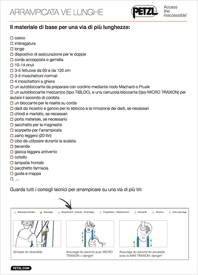 Petzl - Il materiale di base per una via di più lunghezze