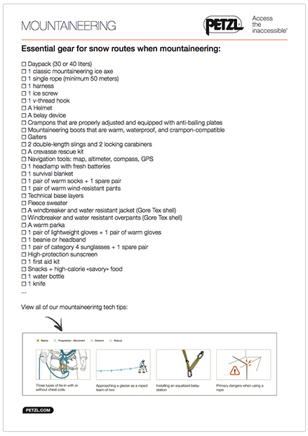 Petzl - Basic gear list mountaineering