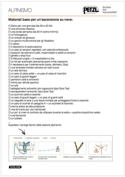 Petzl - Materiali base per un'ascensione su neve