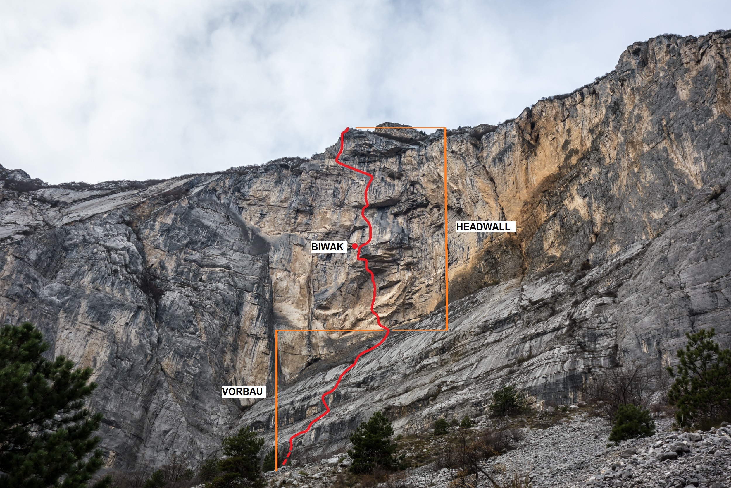 Monte Brento, Via Vertigine, Xari Mayr, Solobegehung, Bigwall